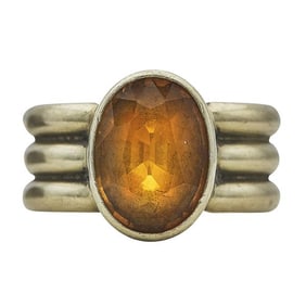 Reinstein-Ross 18k Yellow Gold Bezel-Set Orange Sapphire Ring