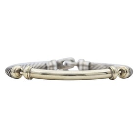 David Yurman Sterling Silver and 14k Yellow Gold Cable Link Bracelet