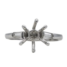 18k White Gold Tapered Baguette-Shaped Diamond Engagement Ring Setting