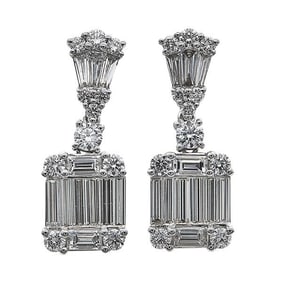 18k White Gold Diamond Illusion Drop Earrings