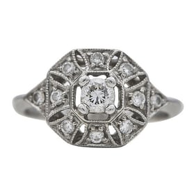 Vintage Platinum Diamond Engagement Ring