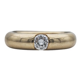 Cartier 18k Yellow Gold Diamond Solitaire Band Ring
