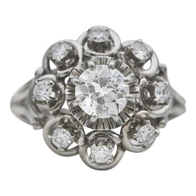 Platinum and Diamond Tiered Engagement Ring