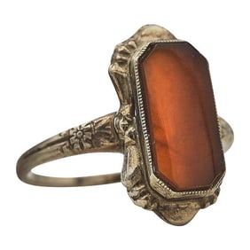 Vintage 14k Yellow Gold Carnelian Signet Ring