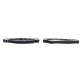 Set of 2 10k White Gold Sapphire Eternity Band Rings