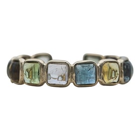 18k Yellow Gold Bezel-Set Multi-Color Tourmaline Band Ring