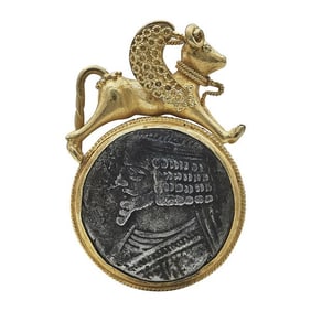 18k Yellow Gold Pendant with Parthian Coin