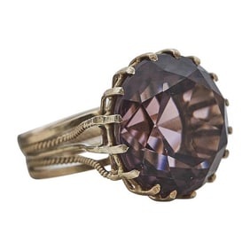 18k Rose Gold Round Cut Amethyst 16 Prong Ring