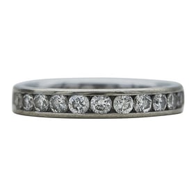 14k White Gold Channel-Set Diamond Band Ring