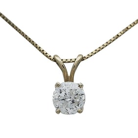 14k Yellow Gold Round-Cut Diamond 0.50 carat Solitaire Pendant Necklace