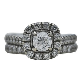 Neil Lane 14k White Gold Diamond Halo Bridal Ring Set