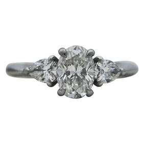 Tiffany & Co. Platinum Oval and Pear-Shaped Diamond Engagement Ring