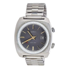 Angelus Datalarm Stainless Steel Watch, circa 1975