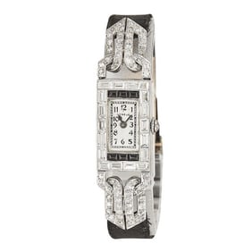 Vintage Geneve Mixed Metal Diamond and Black Onyx Watch