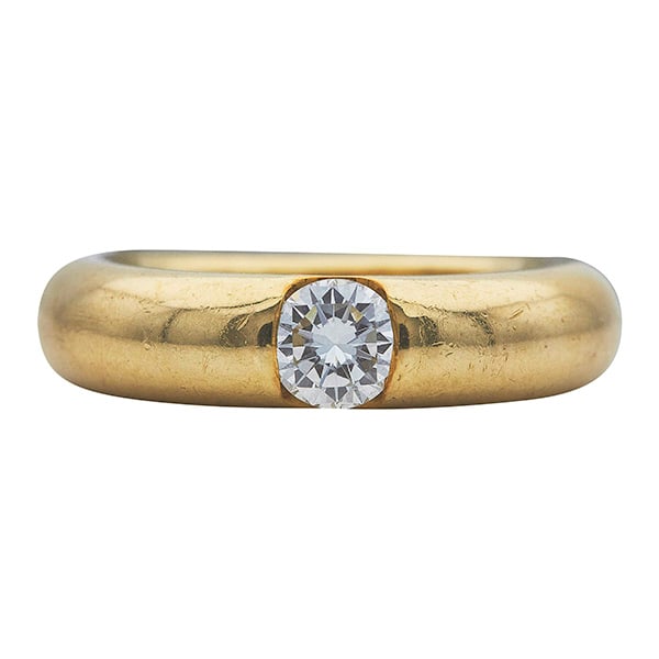 Cartier 18K Yellow Gold Diamond Solitaire Band Ring