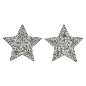 18K White Gold Diamond Star Earrings