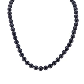 Tiffany & Co. Black Onyx Bead and Sterling Silver Toggle Necklace