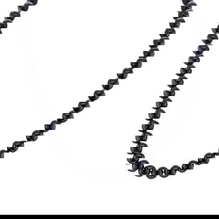 Tiffany & Co. Black Onyx Bead and Sterling Silver Toggle Necklace: BRAND: Tiffany & Co.; METAL: Sterling Silver; GEMSTONES: Black Onyx; STAMPED: Tiffany & Co., 925; CONDITION: Pre-owned, Very Good; ITEM WEIGHT (GRAMS): 45.1 g; MEASUREMENTS: Necklace length 17 inches