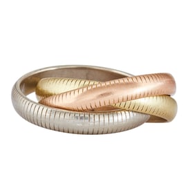 Cartier Trinity 18K Gold Ribbed Design Ring, Size 2