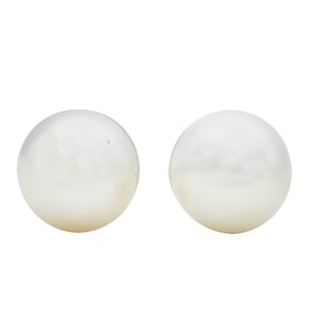 14K White Gold 14.1mm White South Sea Pearl Stud Earrings