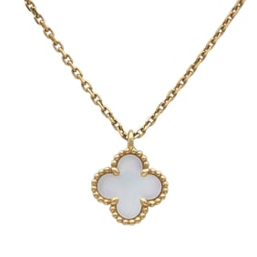Van Cleef & Arpels Sweet Alhambra 18K Yellow Gold Mother-of-Pearl Pendant Necklace