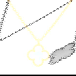 Van Cleef & Arpels Sweet Alhambra 18K Yellow Gold Mother-of-Pearl Pendant Necklace: BRAND: VCA; COLLECTION: Alhambra (Sweet); METAL: 18K Yellow Gold; GEMSTONES: Mother-of-Pearl; STAMPED: VCA, Au750, numbered, assay mark; CONDITION: Pre-owned, Very Good; ITEM WEIGHT (GRAMS): 2.9 g;