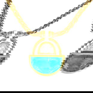 18K Yellow Gold Emerald and Diamond Wheat Chain Pendant Necklace: METAL: 18K Yellow Gold; APPROXIMATE TOTAL DIAMOND WEIGHT: 0.50 ctw; GEMSTONES: Emerald; STAMPED: 18KCt; CONDITION: Pre-owned, Good; ITEM WEIGHT (GRAMS): 16.1 g; MEASUREMENTS: Necklace length 16 1/4