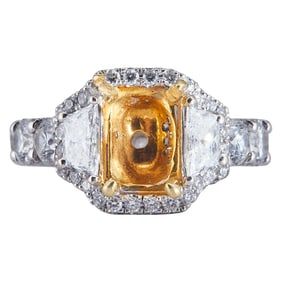 Platinum and 18K Yellow Gold Diamond Engagement Ring Setting