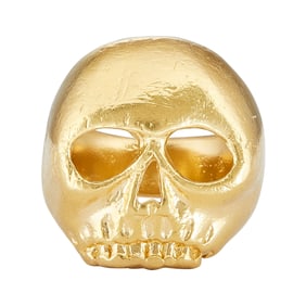 18K Yellow Gold Skull Ring