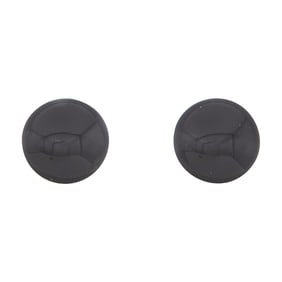 14K Yellow Gold Black Onyx Button Stud Earrings