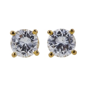 18K Yellow Gold Diamond approx. 1.36 ctw Stud Earrings