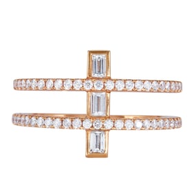 18K Rose Gold Diamond Double Band Ring
