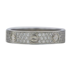 Cartier Love 18K White Gold Pavé Diamond Band Ring