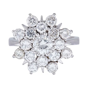 18K White Gold Diamond Cluster Ring