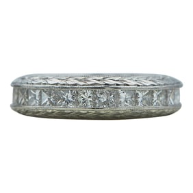 Platinum Princess-Cut Diamond Laurel Wreath Design Eternity Band Ring