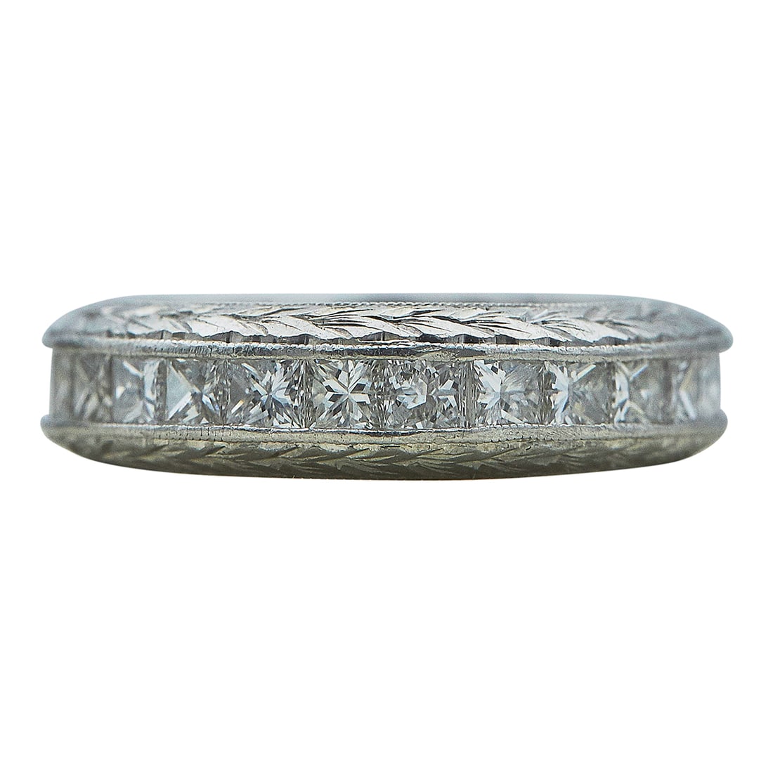 Platinum Princess-Cut Diamond Laurel Wreath Design Eternity Band Ring (1 of 2)