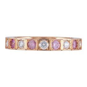 Cartier Lanières 18K Rose Gold Pink Sapphire and Diamond Band Ring