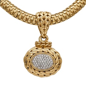 John Hardy 18K Yellow Gold Diamond Pendant Necklace