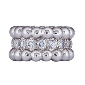 Van Cleef & Arpels Perlée 18K White Gold Diamond Slide Pendant