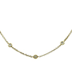 14K Yellow Gold Bezel-Set Diamond Station Necklace