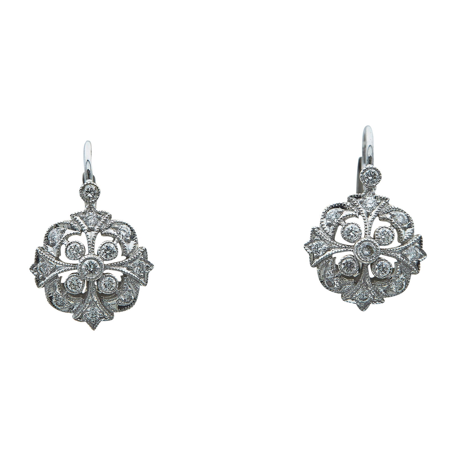 18K White Gold Diamond Openwork Earrings (1 of 3)