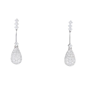 18K White Gold Diamond Articulated Drop Earrings