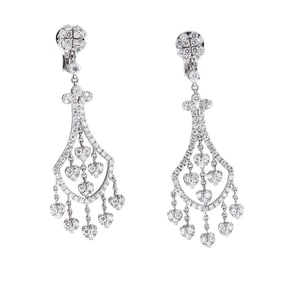 18K White Gold Diamond Chandelier Earrings