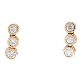 14K Yellow Gold Bezel-Set Diamond Drop Earrings