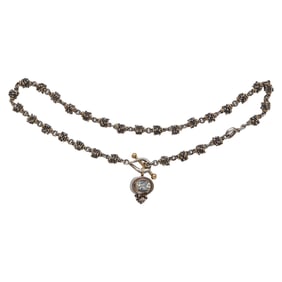 Michael Dawkins Sterling Silver and 14K Yellow Gold Topaz Pendant Toggle Necklace