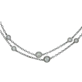 18K White Gold Bezel-Set Diamond Necklace