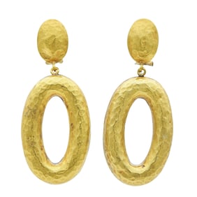 Yossi 24K Yellow Gold and Silver Hidden Diamond Hammered Drop Earrings