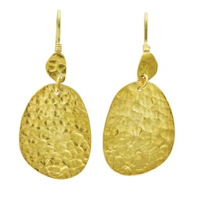Yossi 24K Yellow Gold Hammered Disc Drop Earrings