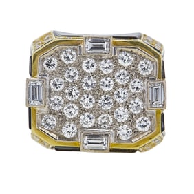14K Yellow Gold Black Onyx and Diamond Ring