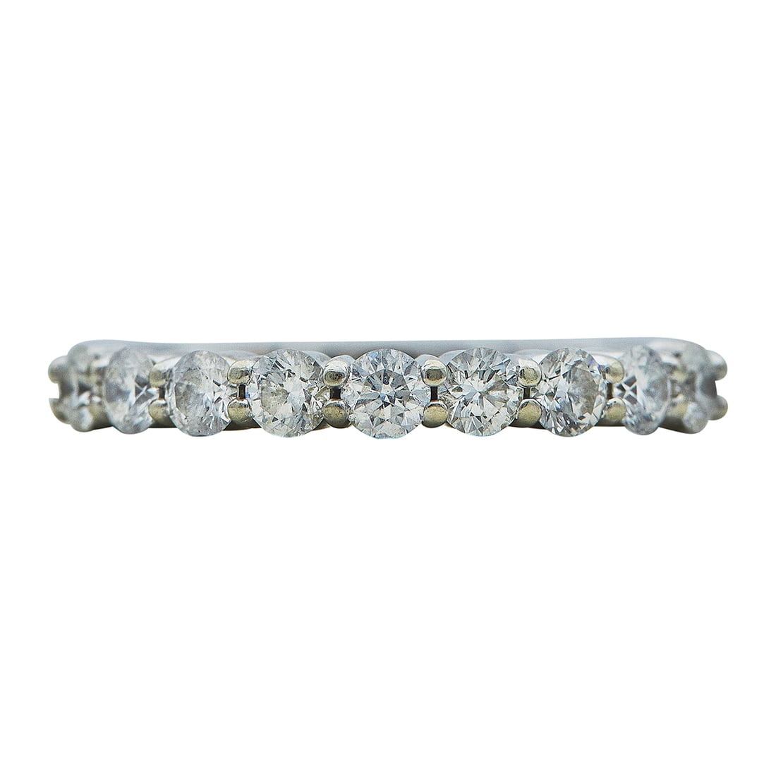 14K White Gold 9 Stone Diamond Band Ring (1 of 3)